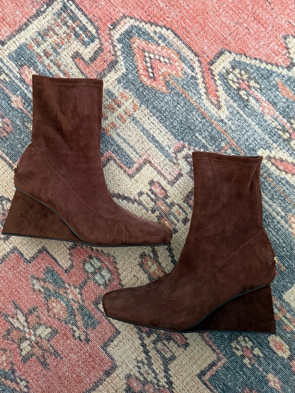 Lia Circus NY Sam Edelman Wedge Ankle Booties - Brown Suede